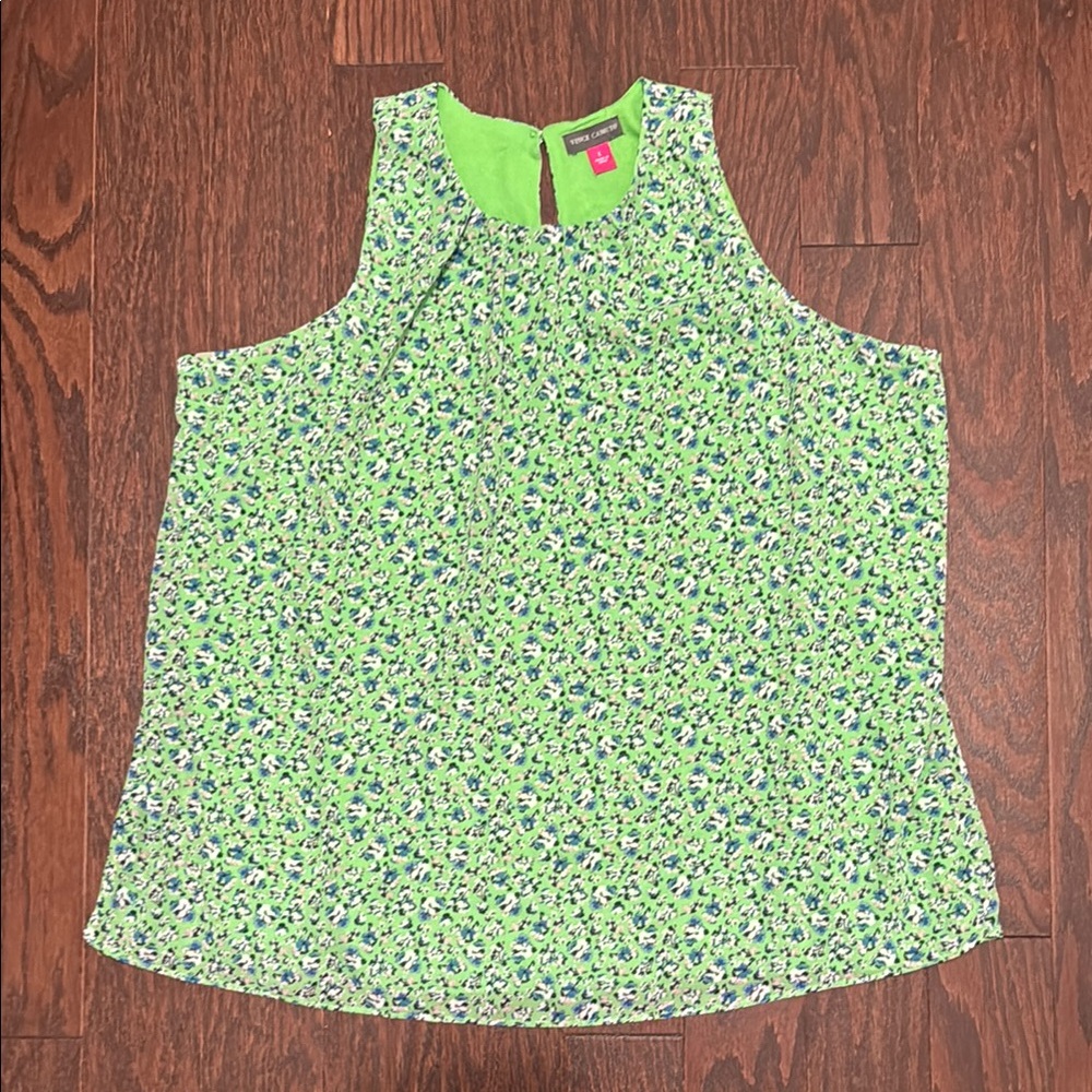 Vince Camuto Green Floral Blouse Relaxed Fit